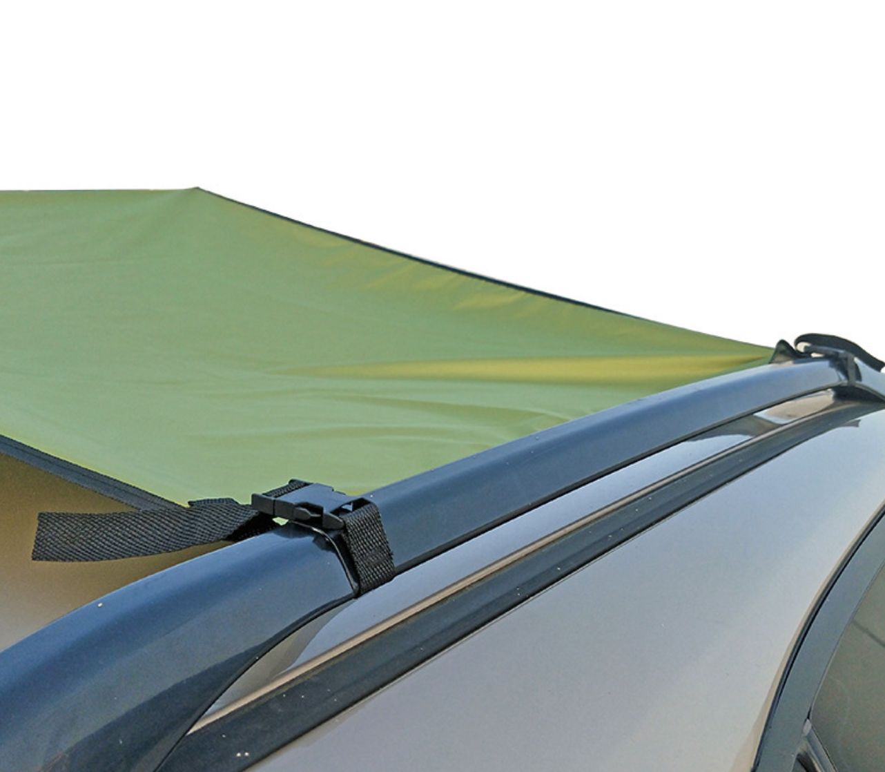 Silver-coated car awning tent for outdoor camping.